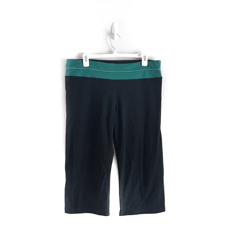 ⭐️5 for $25⭐️ Kirkland Teal Waistband Black Cropped Length Wide Leg Leggings